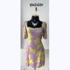 Vestido estampa Flores Neon decote quadrado